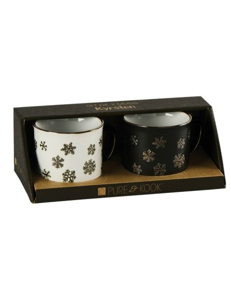 Set de 2 mugs Kyrsten blanc/noir