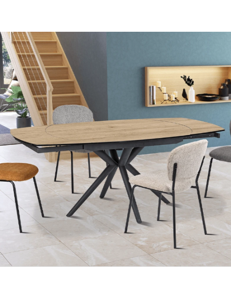 Table Nymphéa avec 2 allonges escamotables rotation 180°