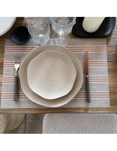 Assiette Tribu dessert grège moucheté
