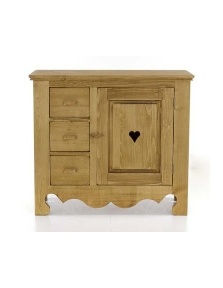 Bahut 1 porte 3 tiroirs en pin massif C9