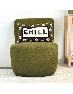 Fauteuil Eve tissu bouclette kaki 2