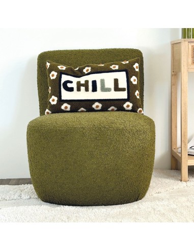 Fauteuil Eve tissu bouclette kaki