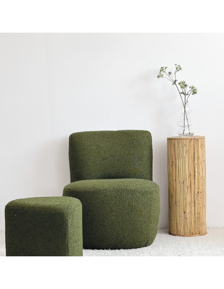 Fauteuil Eve tissu bouclette kaki
