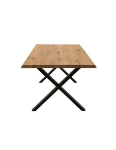 Table chene naturel 200*94 pieds croix acier NOIRS 2