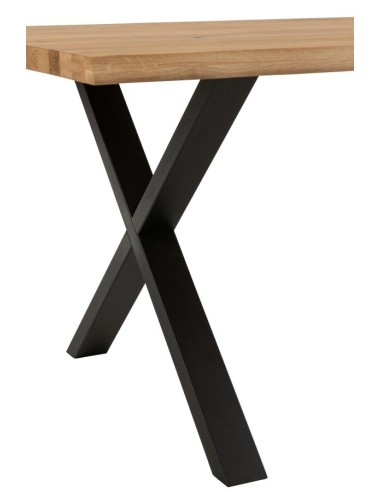 Table chene naturel 200*94 pieds croix acier NOIRS