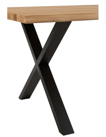 Table chene naturel 200*94 pieds croix acier NOIRS