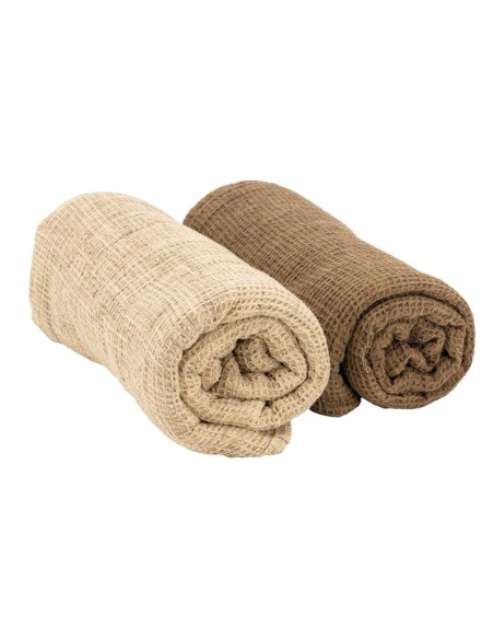 Plaids en coton gaufré, en coloris assortis marron et beige