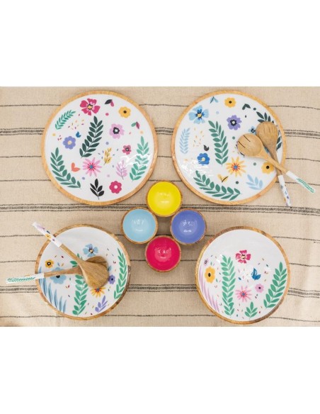 Corbeille ronde en manguier et résine