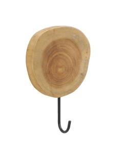 Patère ronde en teck avec crochet en métal 2