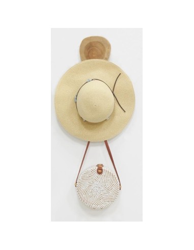 Patère ronde en teck avec crochet en métal