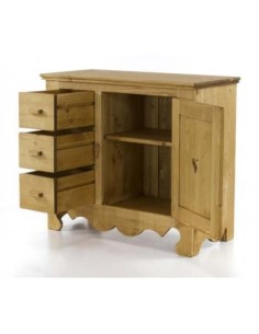 Bahut 1 porte 3 tiroirs en pin massif C9 2