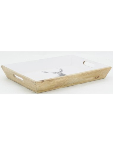 Plateau en manguier et résine décor cerf