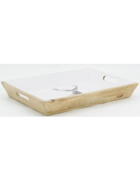 Plateau en manguier et résine décor cerf