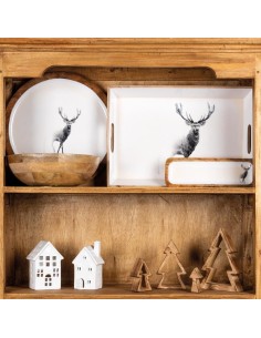 Plateau en manguier et résine décor cerf 2