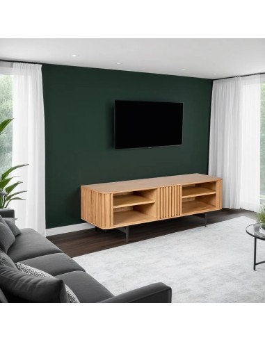 Meuble télé 4 niches chêne naturel