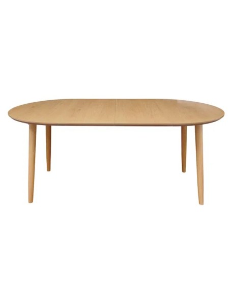Table repas 100-180 cm placage chêne avec 2 allonges