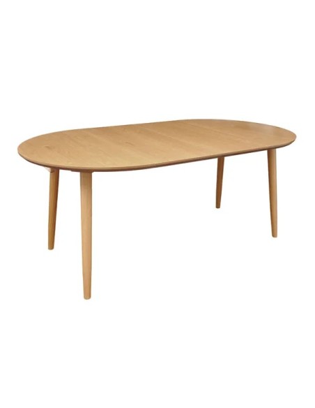 Table repas 100-180 cm placage chêne avec 2 allonges