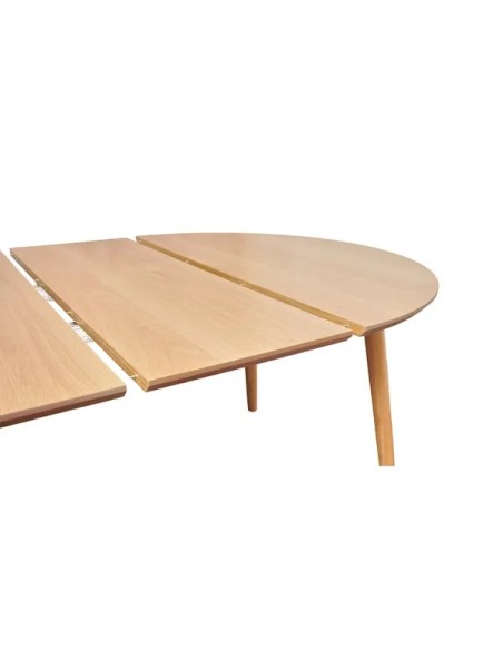 Table repas 100-180 cm placage chêne avec 2 allonges