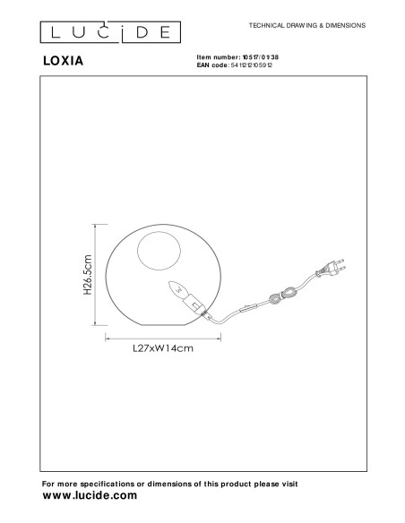 LOXIA - Lampe de table - Ø 26,5 cm  - Crème