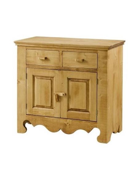 Bahut de style savoyard en pin massif huilé avec 2 portes et 2 tiroir