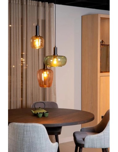 ILONA - Suspension - 3 abat-jours colorés en verre