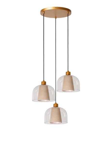 GUNHILD - Suspension - Abat-jour verre et lin