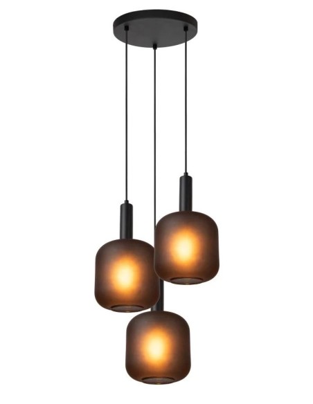 ELOISE - Suspension en verre fumé et métal- Ø 40 cm - Noir