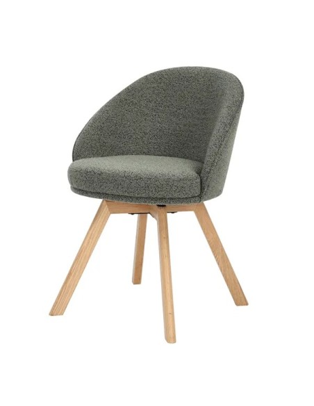 Chaise repas pivotante tissu bouclette vert