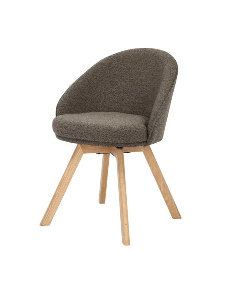 Chaise repas pivotante tissu bouclette marron
