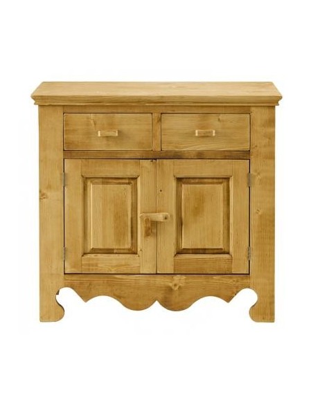 Bahut de style savoyard en pin massif huilé avec 2 portes et 2 tiroir