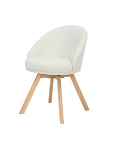 Chaise repas pivotante tissu bouclette blanc 2