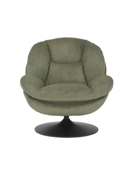 Fauteuil pivotant velours côtelé vert