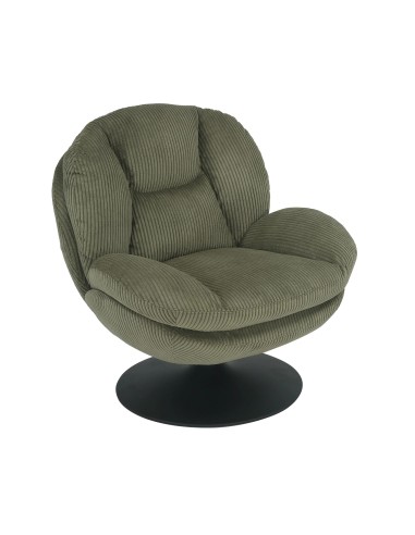 Fauteuil pivotant velours côtelé vert
