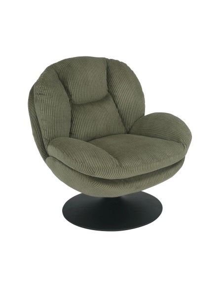 Fauteuil pivotant velours côtelé vert