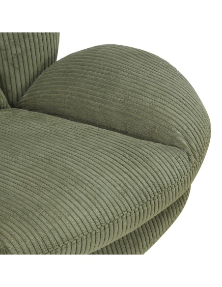 Fauteuil pivotant velours côtelé vert