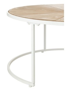Set De Deux Tables Basses Relax Metal/Bois Blanc/Naturel