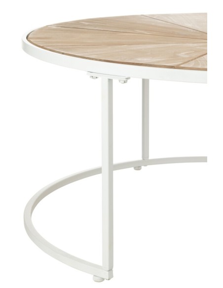 Set De Deux Tables Basses Relax Metal/Bois Blanc/Naturel