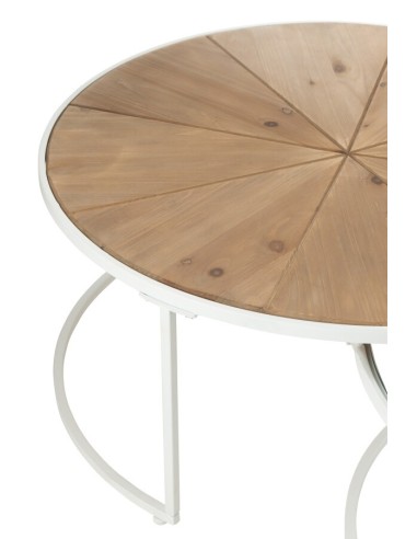 Set De Deux Tables Basses Relax Metal/Bois Blanc/Naturel