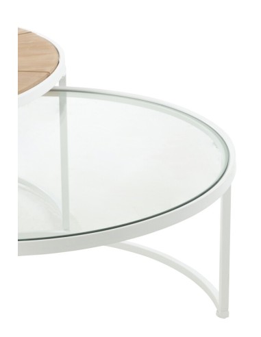 Set De Deux Tables Basses Relax Metal/Bois Blanc/Naturel