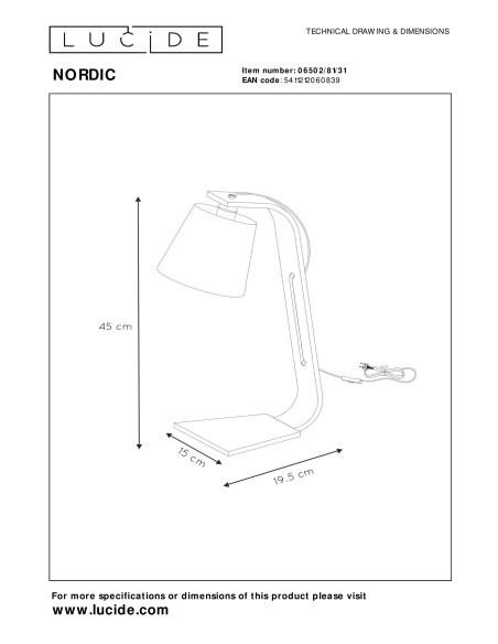 NORDIC Lampe de chevet bois et blanc