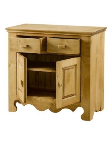 Bahut de style savoyard en pin massif huilé avec 2 portes et 2 tiroir