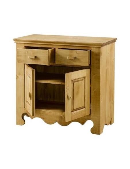 Bahut de style savoyard en pin massif huilé avec 2 portes et 2 tiroir