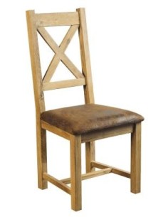 Chaise en chêne massif et assise microfibre marron