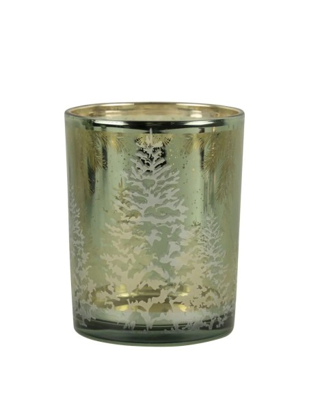 Photophore sapin vert et or 12 cm