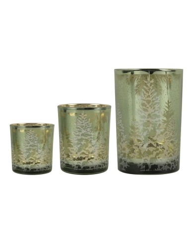 Photophore sapin vert et or 12 cm