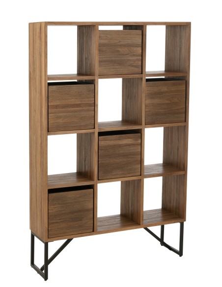 Bibliothèque 12 Niches en teck recyclé