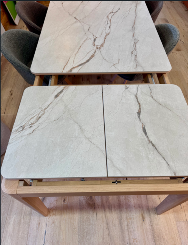 Table 160cm Riviera - Céramique beige veiné