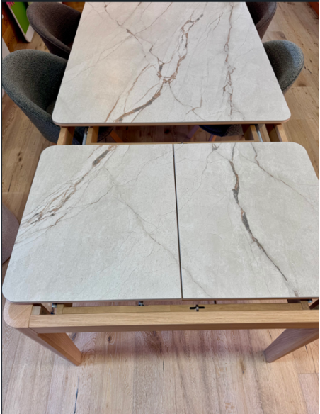 Table 160cm Riviera - Céramique beige veiné