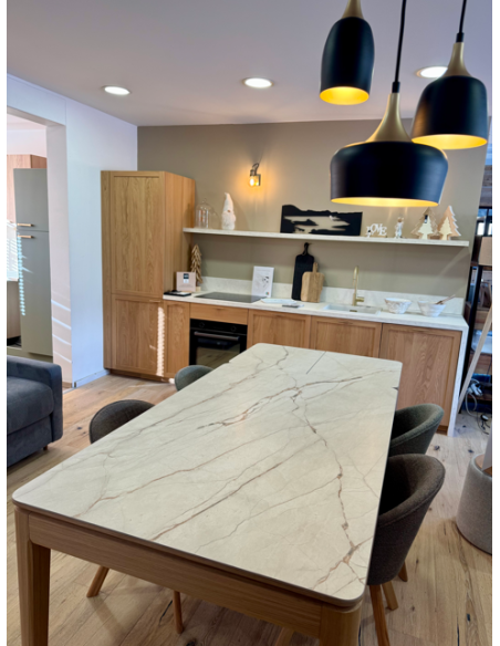 Table 160cm Riviera - Céramique beige veiné