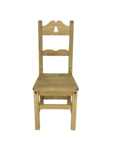 Chaise en pin massif huilé dossier haut avec sapin
